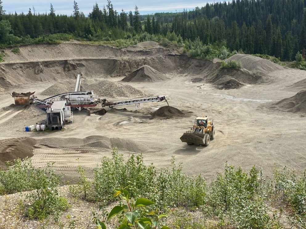 Gravel pit Prince George BC — full pit operation aerial view
